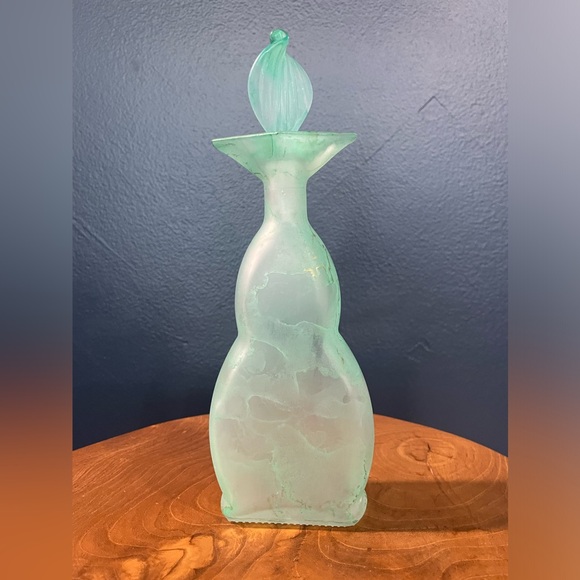 Creazioni Silvestri Arte Murano Crystal Made in Italy Green Hold Perfume Bottle - Picture 8 of 8